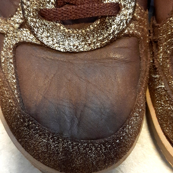 DIESEL Vintage Style Brown Leather Sneakers w Gold Trim - Women's 8-1/2 - Picture 10 of 12